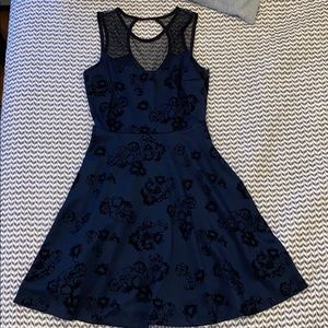 Metaphor Mesh & Velvet A-Line Dress